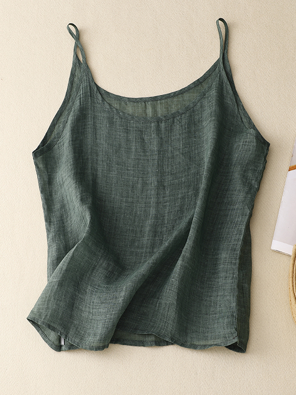 Crop Blouse Linen - 슬리밍 리넨 크롭탑 여성 여름 얇은