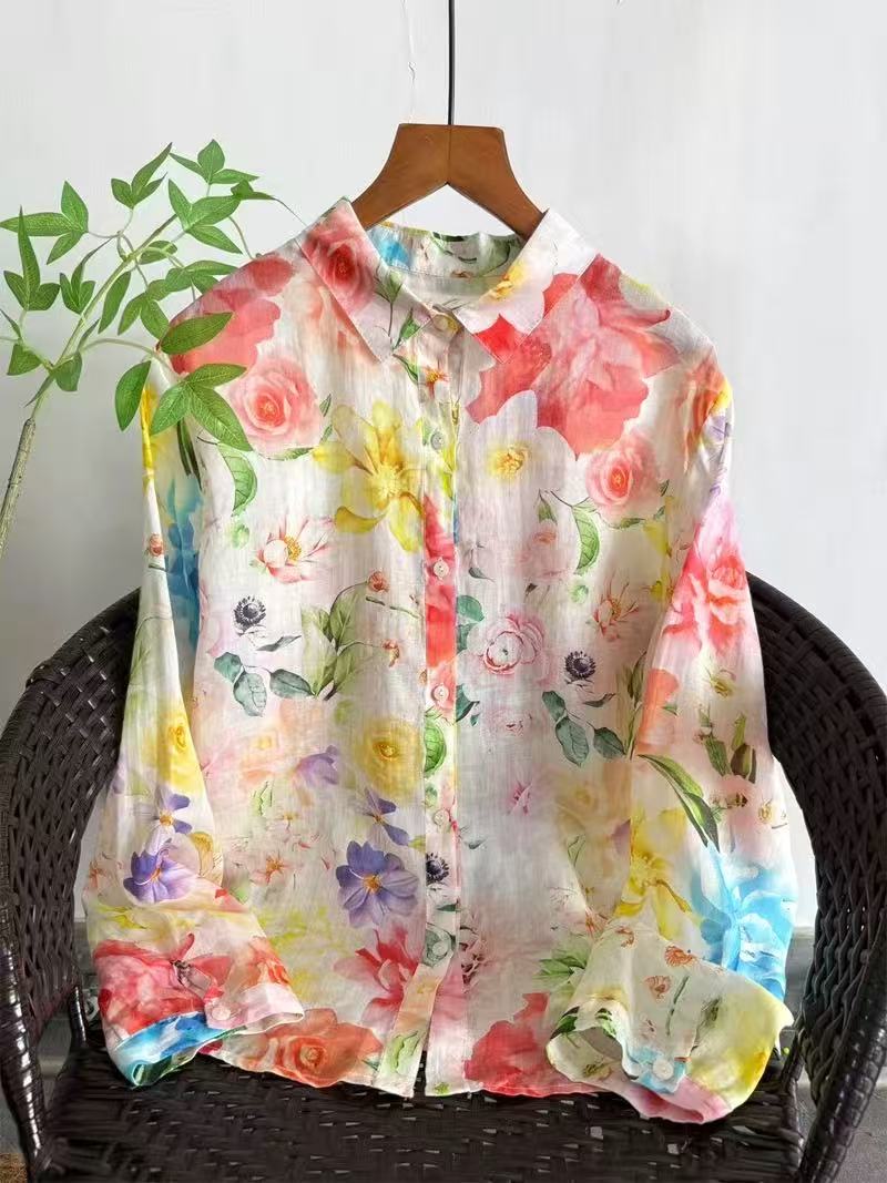 Japan Summer Clothing Women - 2026 빈티지 의류 100% 라미 린넨