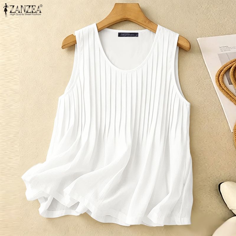 Summer Clothing For Plus Size Women - ZANZEA 여성 여름 핀턱 탱크탑 플러스