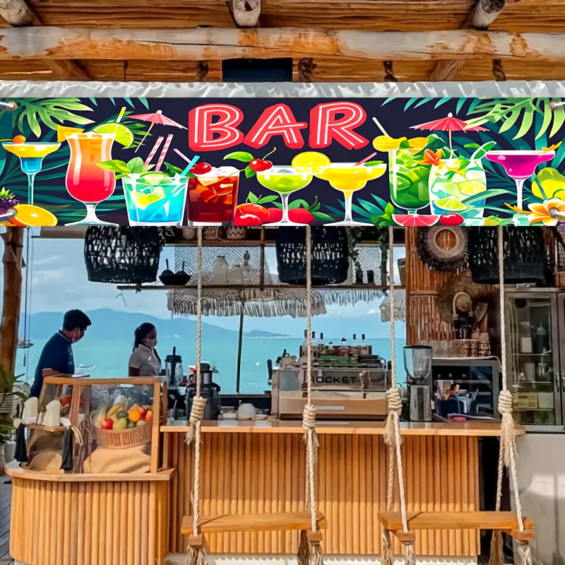 Summer Clothing Banner - 하와이 해변 바 파티 배너 열대