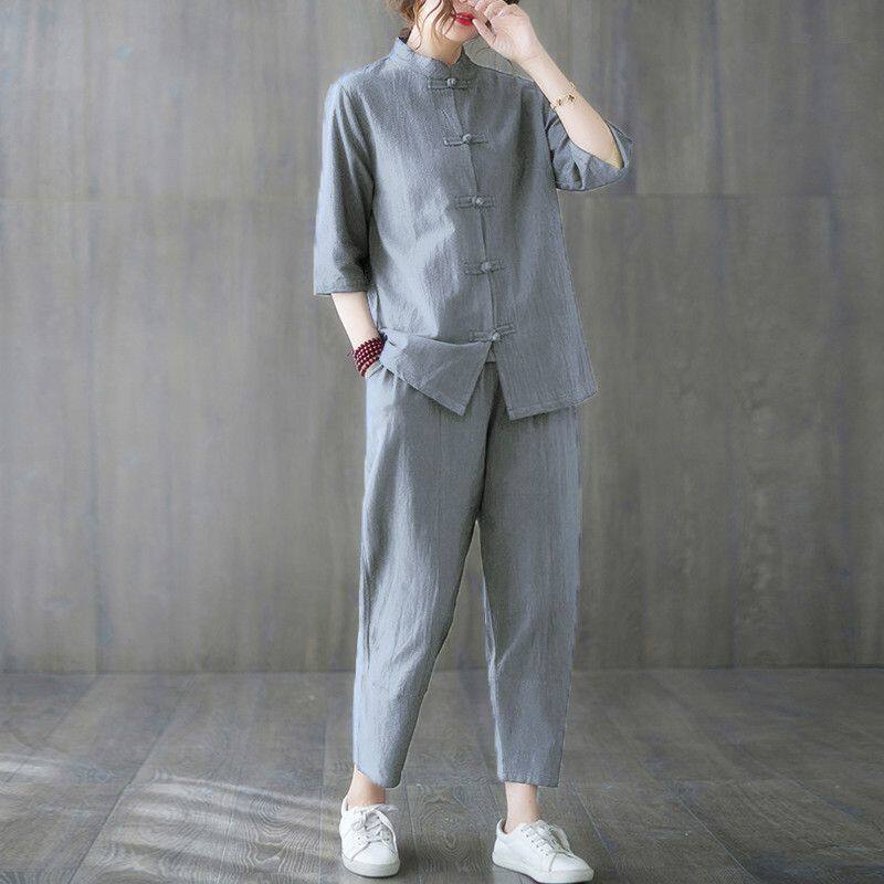 Summer Linen Clothing For Women - 2pcs 불교 여성 의류 2026 중국