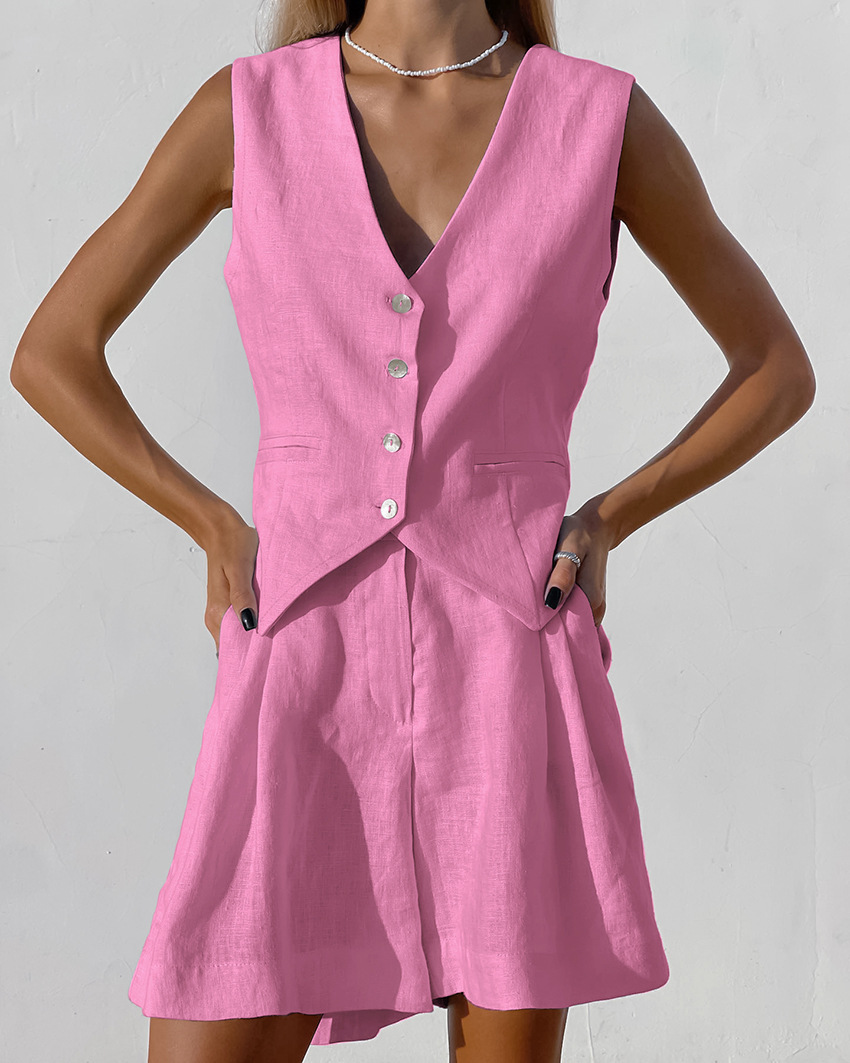 2025 신상 수트 베스트 + 반바지 세트 여름 코튼  - Summer Linen Clothing For Women 리뷰 및 가격