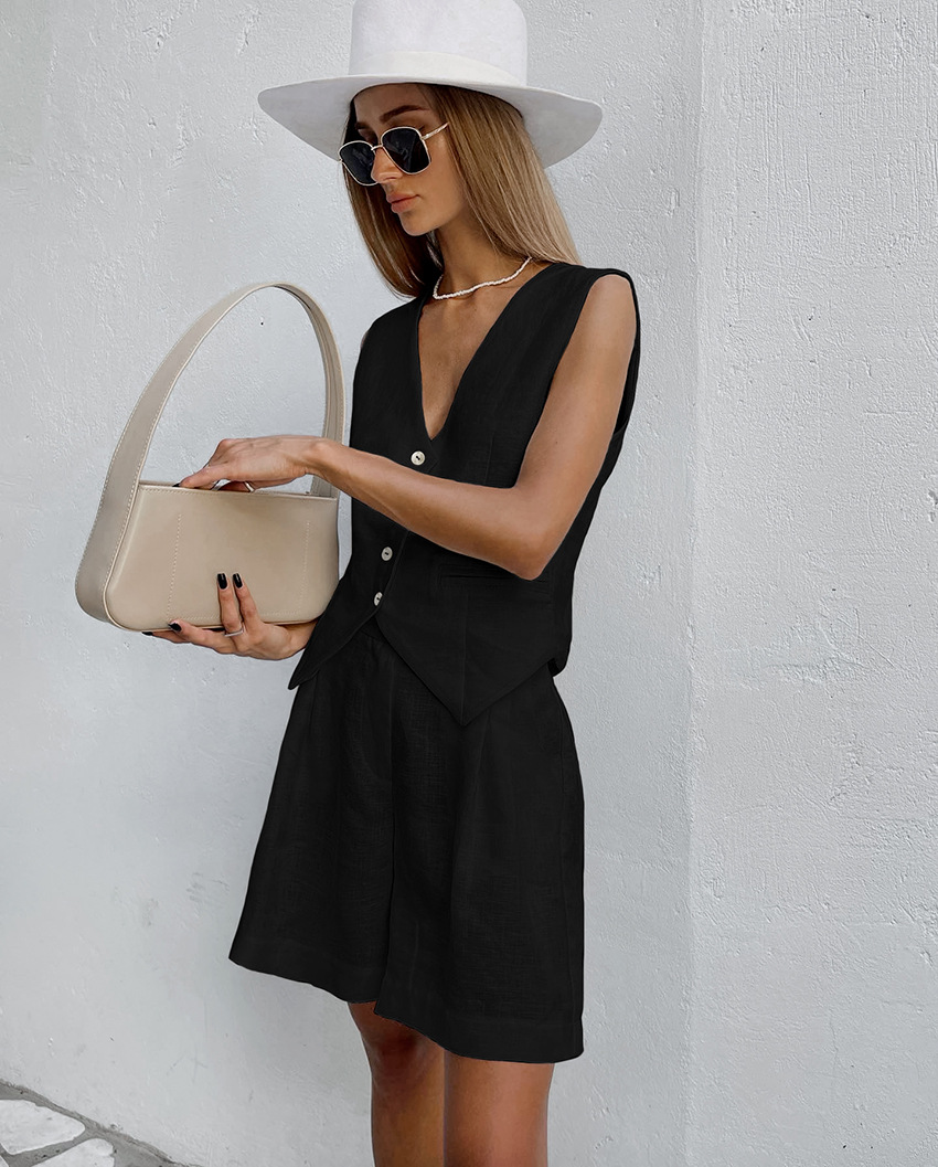 2025 신상 수트 베스트 + 반바지 세트 여름 코튼  - Summer Linen Clothing For Women 리뷰 및 가격
