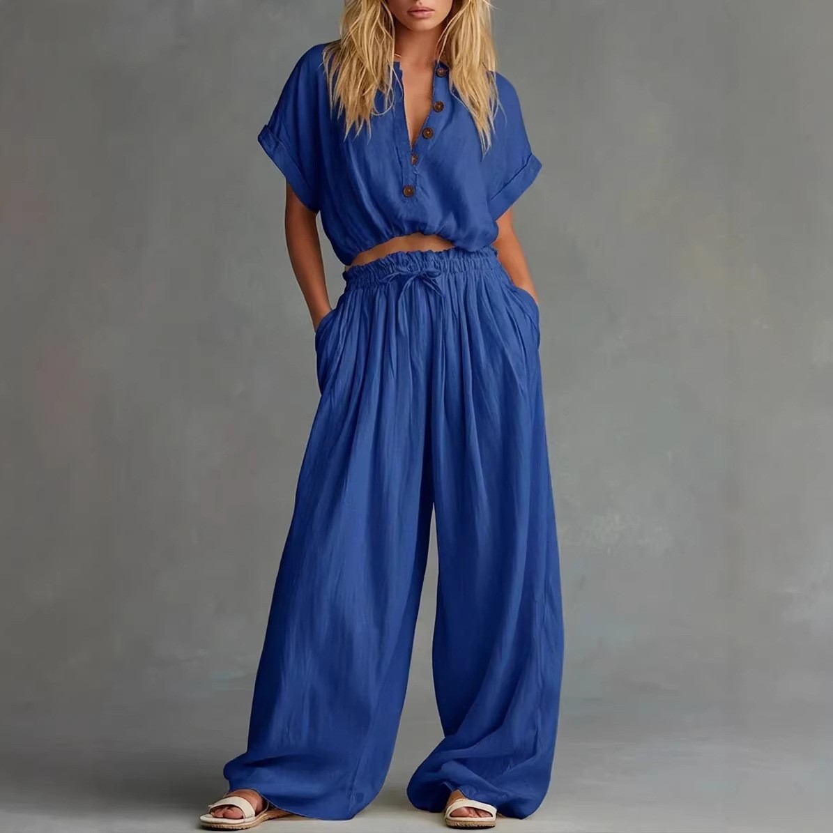여성용 블라우스 2종 세트, 캡 슬리브 V넥 크롭 블라 - Crop Blouse Linen 리뷰 및 가격