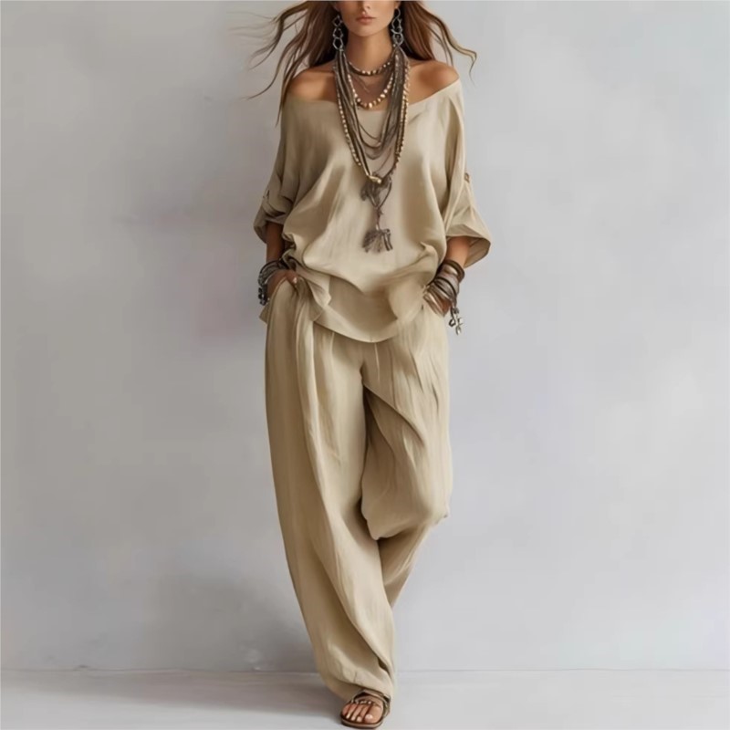 여름 신상 캐주얼 루즈핏 린넨 여성 투피스 세트 7부  - Summer Linen Clothing For Women 리뷰 및 가격