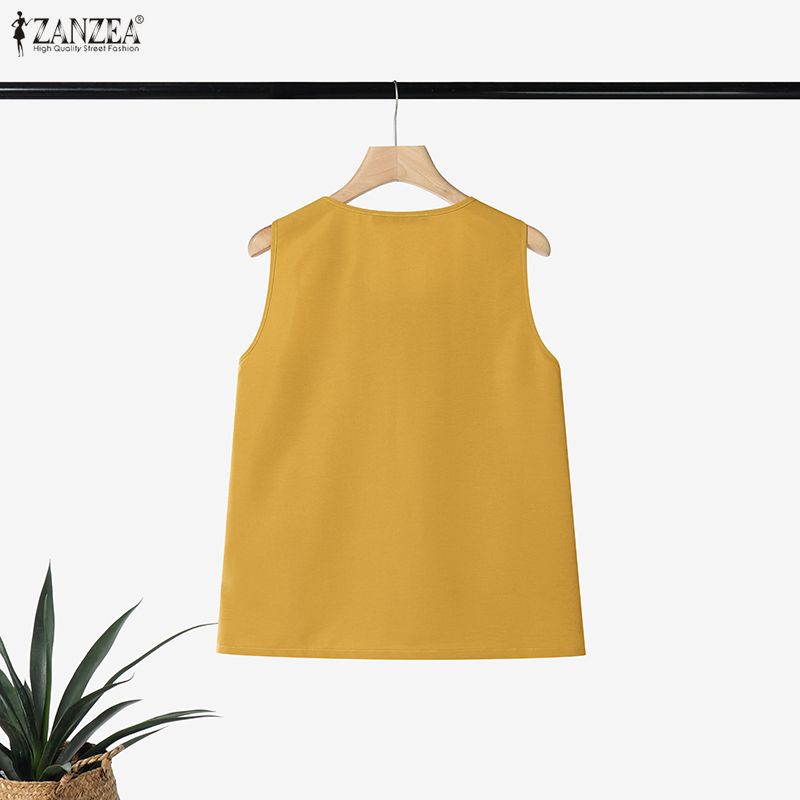 ZANZEA 플러스 사이즈 5XL 여성 핀턱 탱크 탑  - Summer Clothing For Plus Size Women 리뷰 및 가격