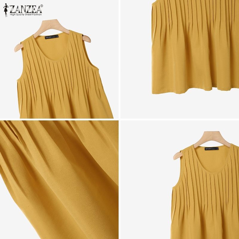 ZANZEA 플러스 사이즈 5XL 여성 핀턱 탱크 탑  - Summer Clothing For Plus Size Women 리뷰 및 가격