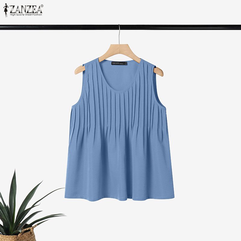 ZANZEA 플러스 사이즈 5XL 여성 핀턱 탱크 탑  - Summer Clothing For Plus Size Women 리뷰 및 가격