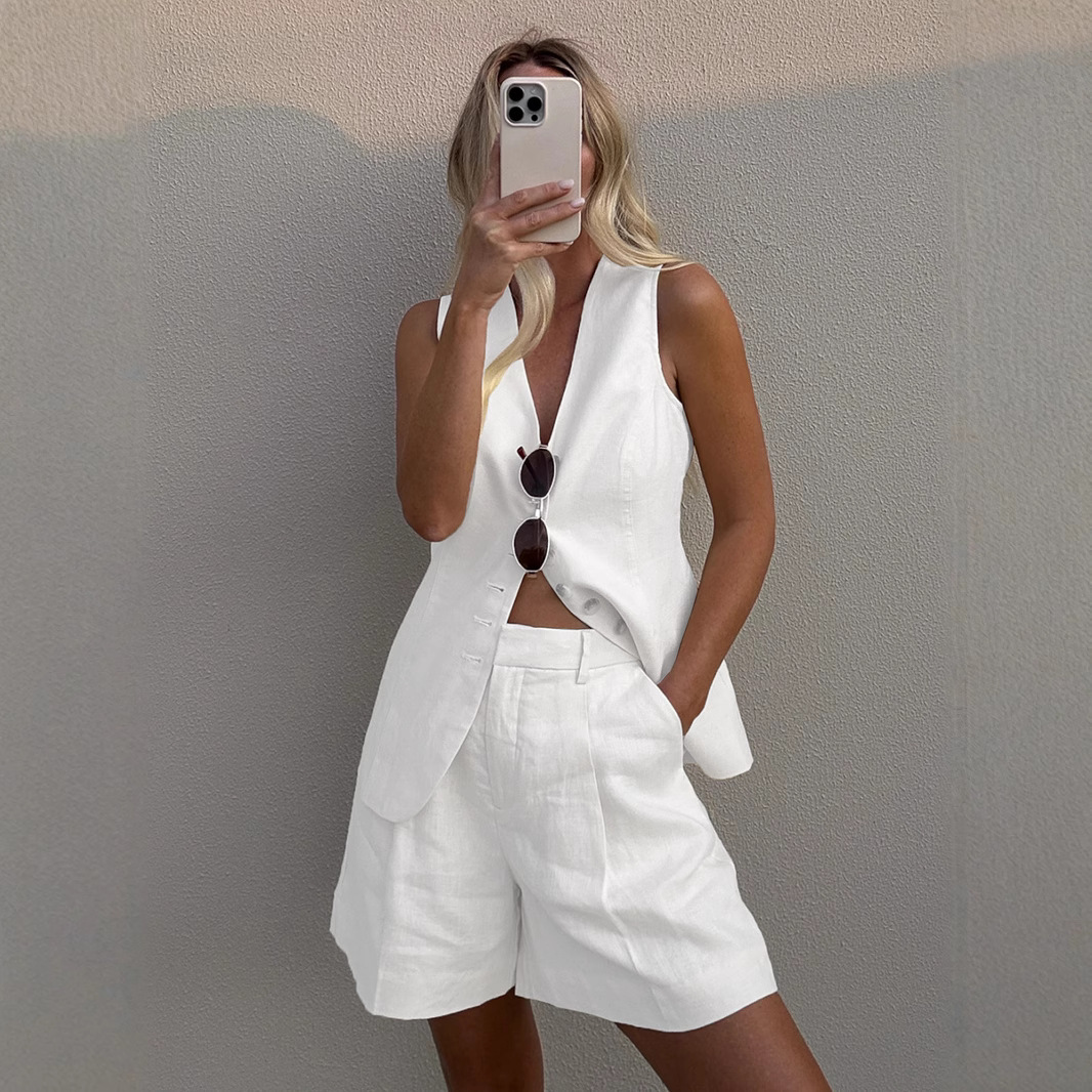 Wolfeel 코튼 린넨 세련된 캐주얼 조끼 반바지 세 - Summer Linen Clothing For Women 리뷰 및 가격