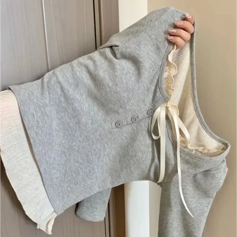 가을 카와이 스위트 Y2k 크롭탑 여성 캐주얼 슬림 긴 - Crop Blouse Linen 리뷰 및 가격