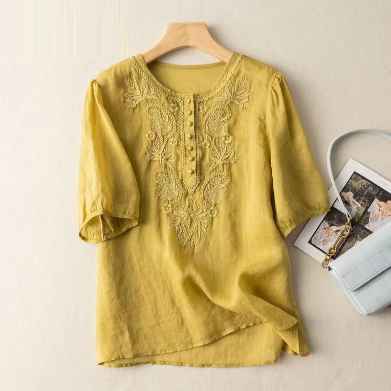 여성용 빈티지 에스닉 스타일 자수 코튼 린넨 블라우스, - Summer Linen Clothing For Women 리뷰 및 가격