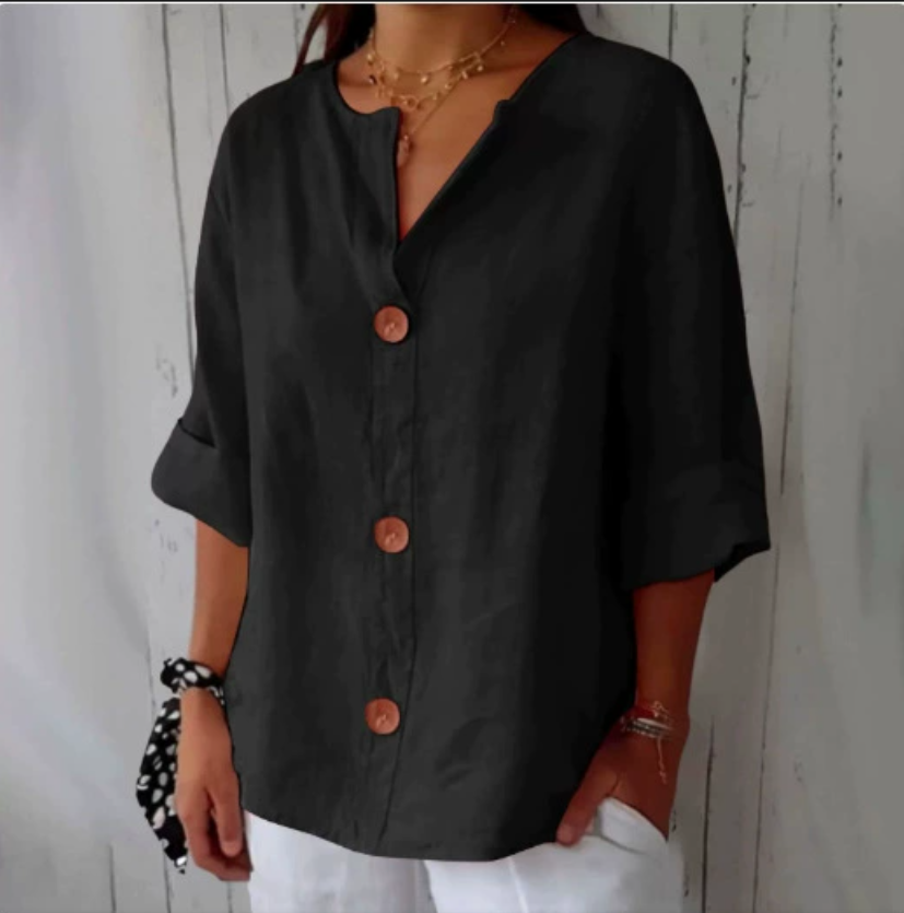 플러스 사이즈 루즈핏 셔츠&블라우스 여성용 V넥 코튼  - Summer Linen Clothing For Women 리뷰 및 가격