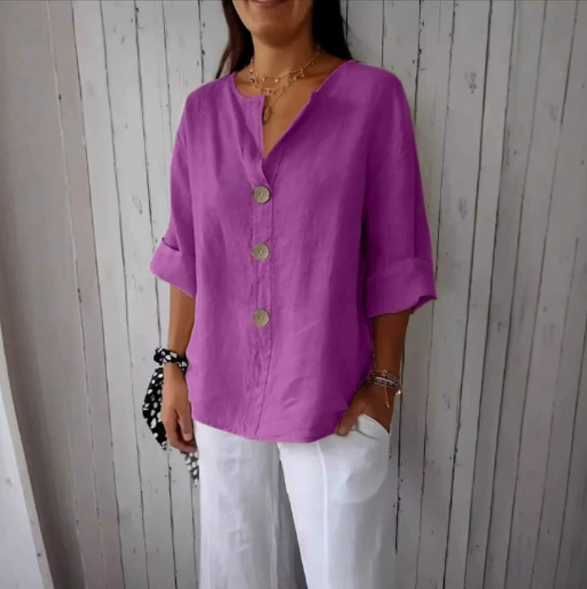 플러스 사이즈 루즈핏 셔츠&블라우스 여성용 V넥 코튼  - Summer Linen Clothing For Women 리뷰 및 가격