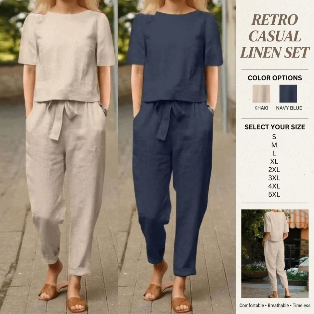 반팔 여성 코튼 린넨 슈트 라운드넥 와이드 팬츠 여름  - Summer Linen Clothing For Women 리뷰 및 가격