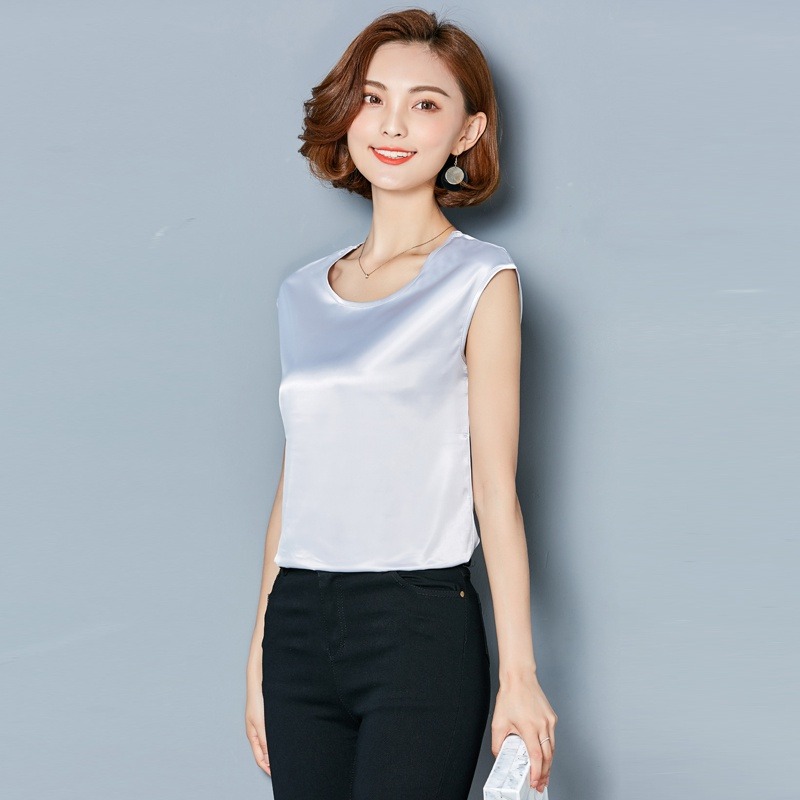 섹시한 실크 베스트 여성 민소매 탑 여름 솔리드 컬러  - Summer Clothing For Plus Size Women 리뷰 및 가격